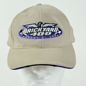Vintage Brickyard 400 Aug 5 2000 NASCAR Strapback Racing Hat Beige